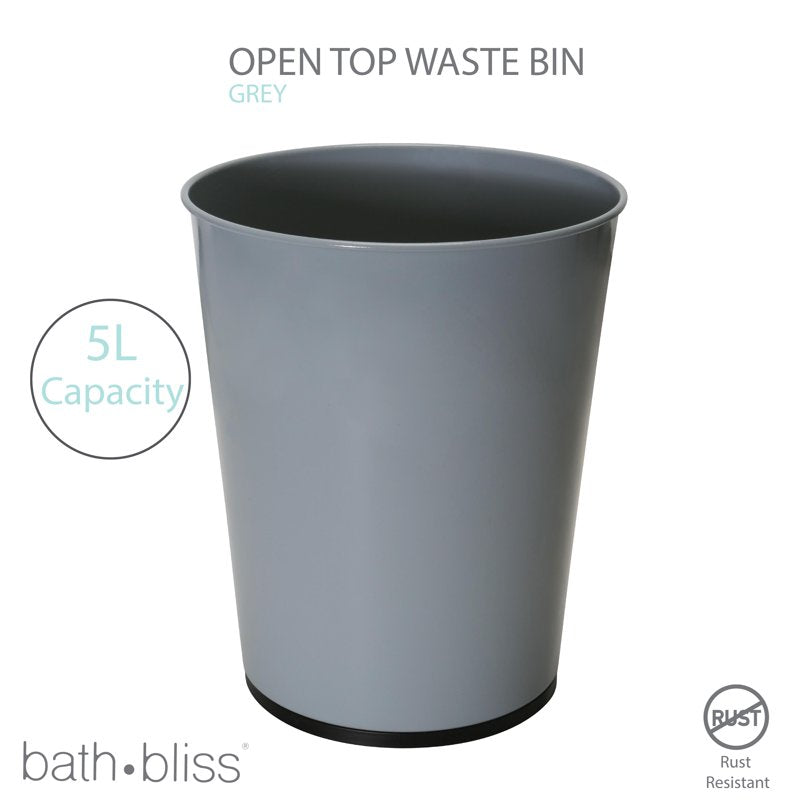 1.3-Gal Stainless Steel Bathroom Wastebasket - Grey