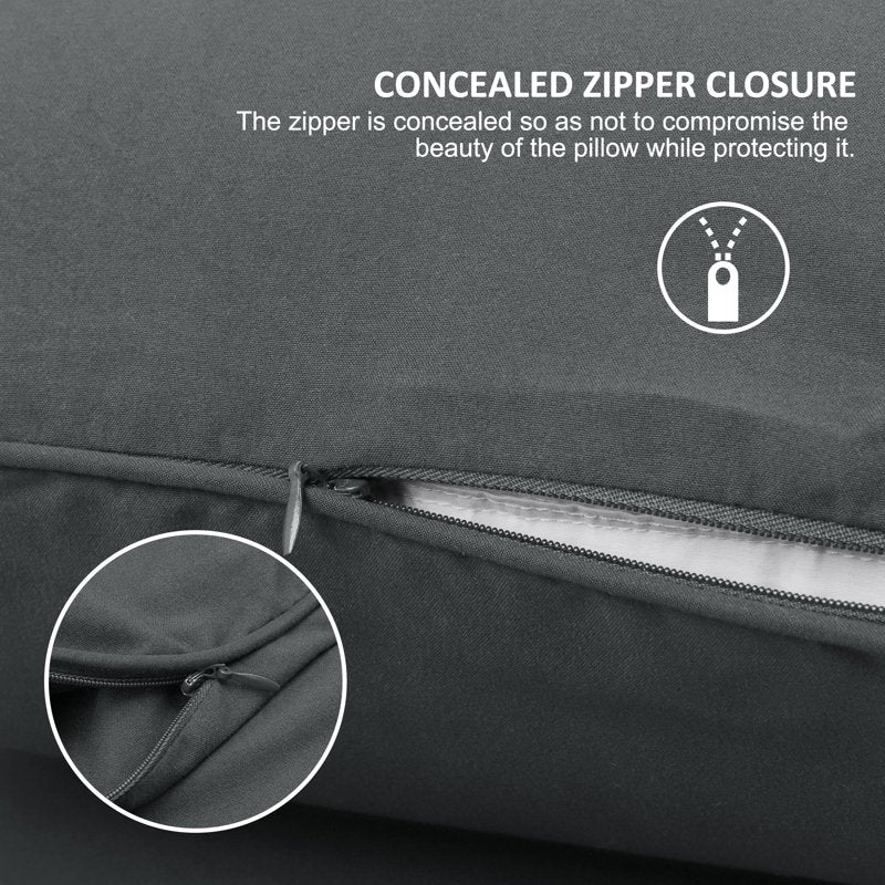 Queen Brushed Microfiber Pillowcases Dark Gray 2-Pack Zipper Closure