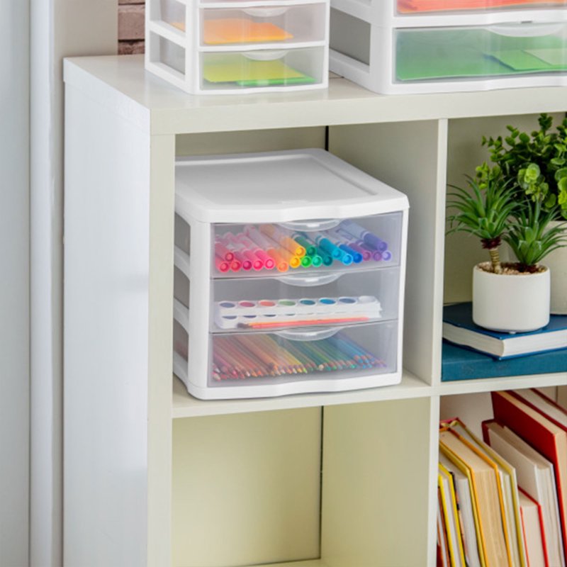 Sterilite ClearView 3-Drawer Stackable Storage Organizer System - 8 Pack