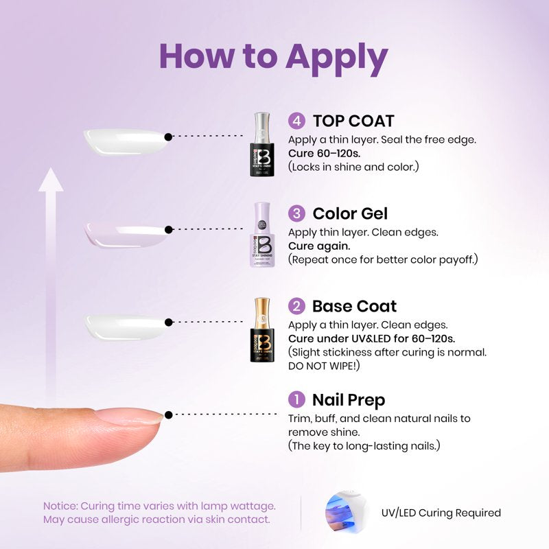 Lavender Milk Gel Nail Polish - Salon-Quality Glossy Lilac Finish 0.51 fl oz