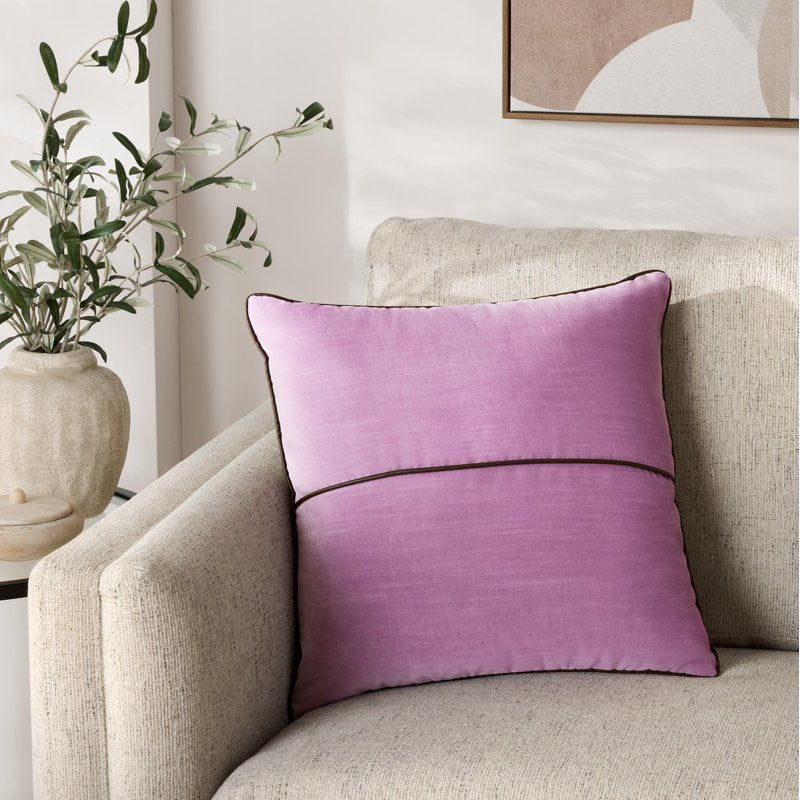 Lilac Bloom Velvet Decorative Pillow Cover 18x18 with Faux Leather Trim - Mainstays
