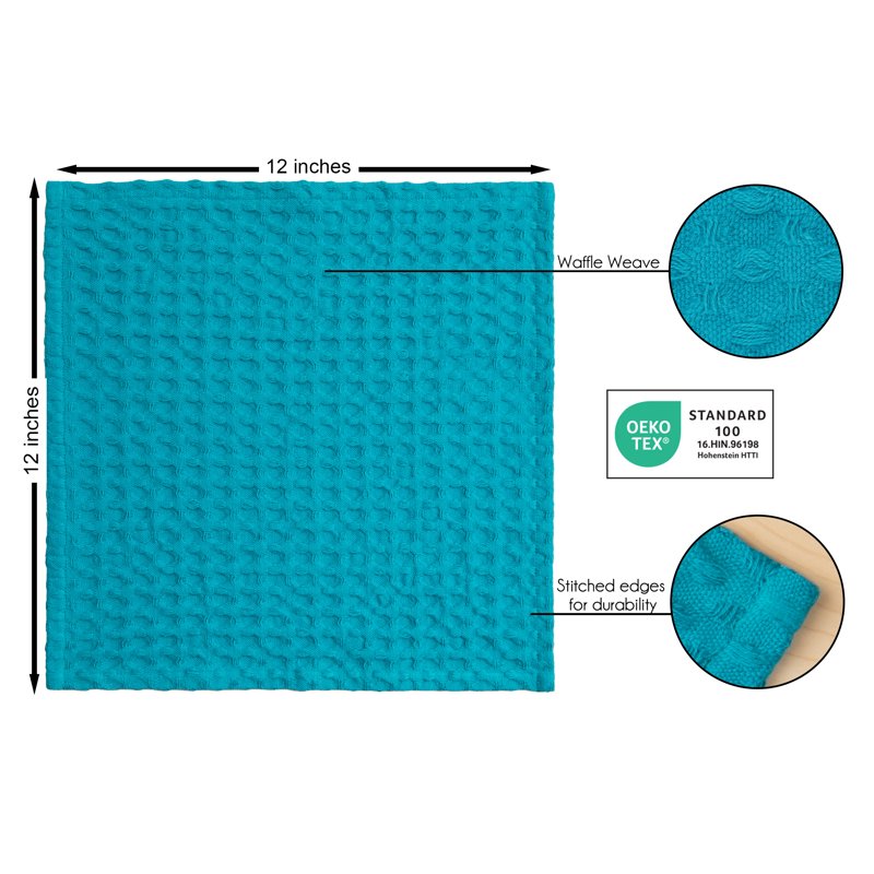 100% Cotton Waffle Dishcloth Set - 4 Piece, Topaz