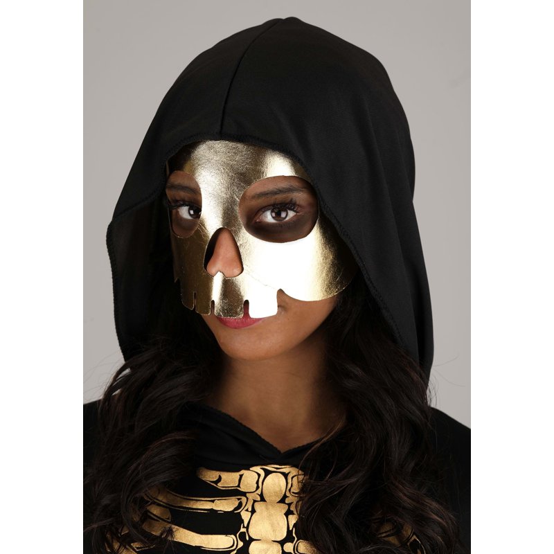 Plus Size Gilded Skeleton Costume Dress with Mask 1X - Women's Halloween Outfit