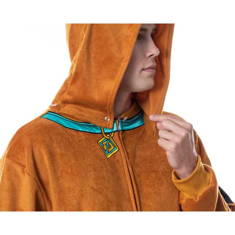 Men's Scooby-Doo Hooded Union Suit Pajama Sleepwear - Brown XXS/XS