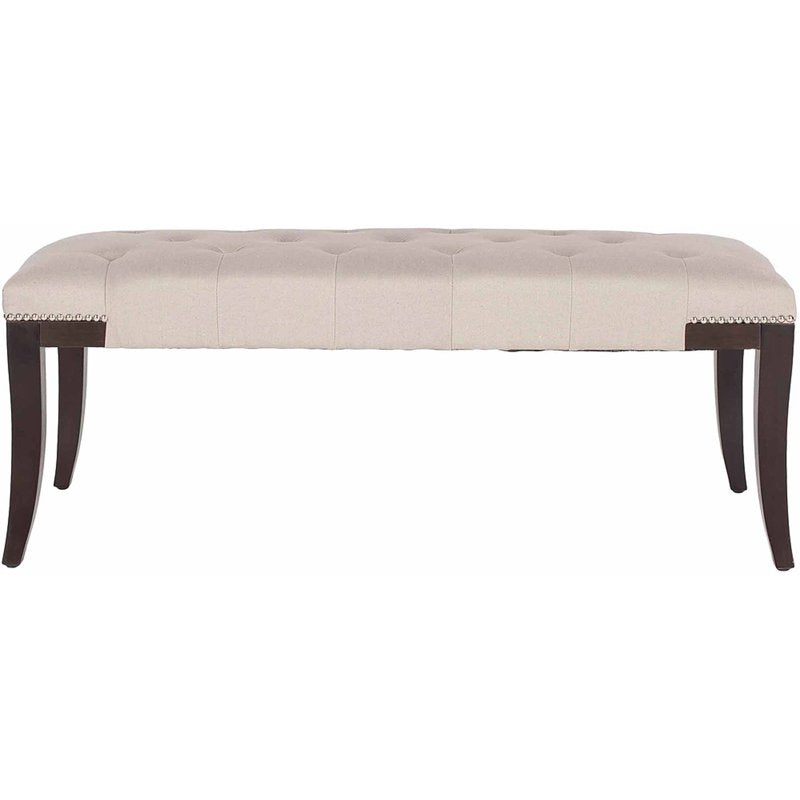 Classic Glam Upholstered Bench with Nail Heads - Taupe