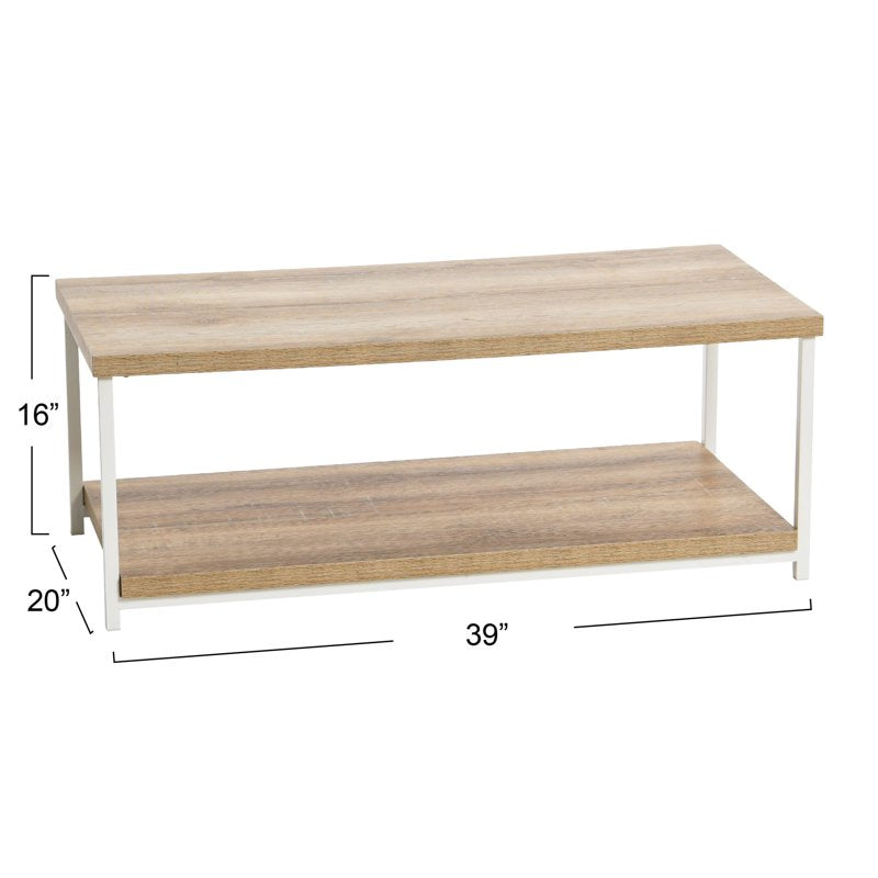 Modern Rustic Coffee Table with Storage Shelf - Coastal Oak
