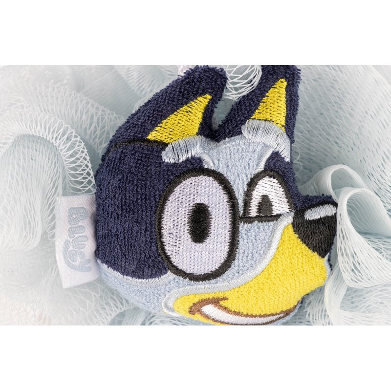 Kids Bluey 3D Loofah - 5 Inch Bath Sponge with Embroidered Character, Soft & Absorbent