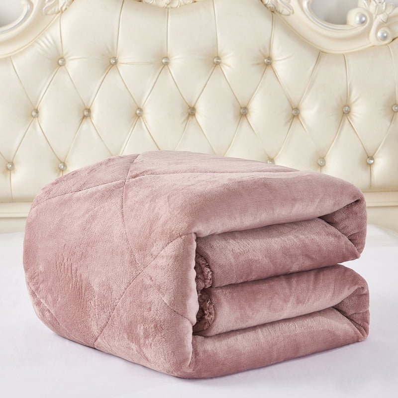 Sherpa Fleece Bed Blanket Queen Brown 75x83 - Warm & Reversible