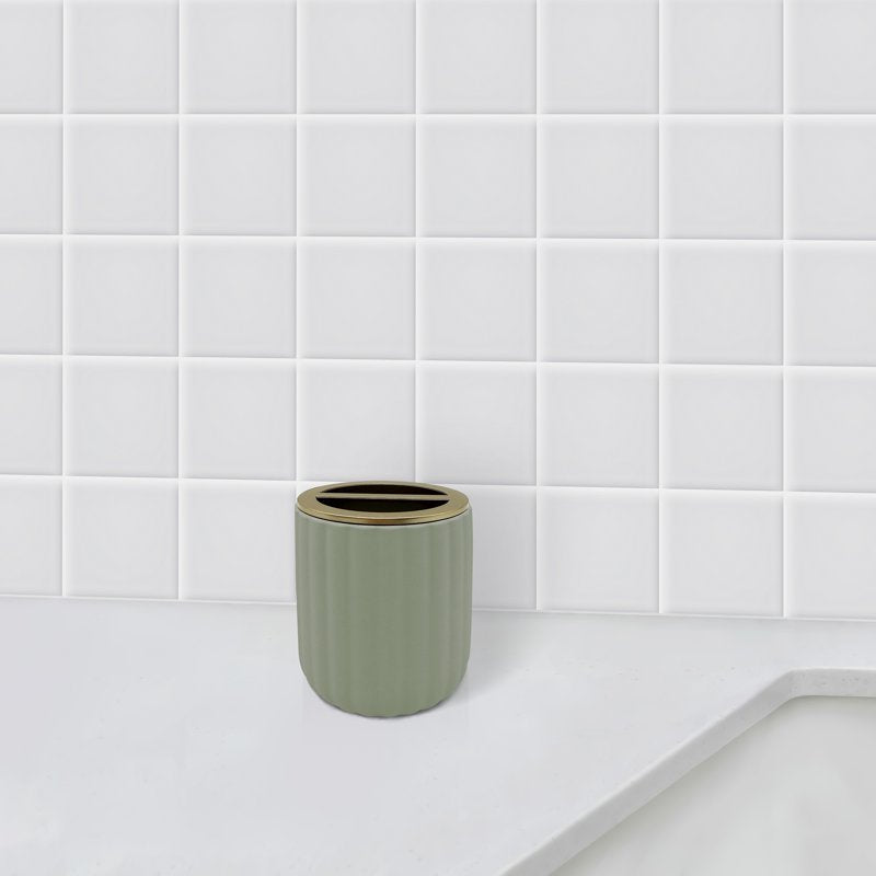Ceramic Toothbrush Holder - Green, Modern Bathroom Organizer - Beautiful by Drew Barrymore