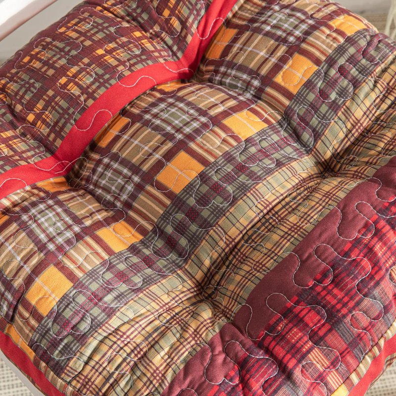 Triple-Layered Chair Pad Cushion Set of 4 - Gold Rush - 18x18 Inches