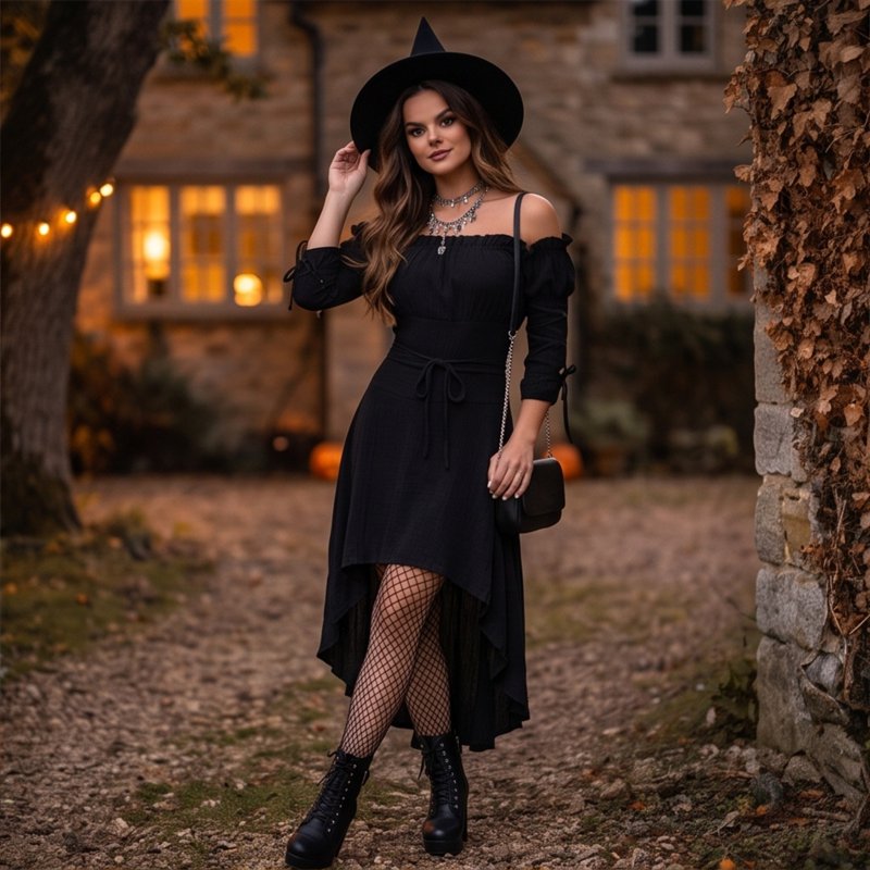 Gothic Vampire Costume for Women - Strapless Renaissance Dress for Halloween