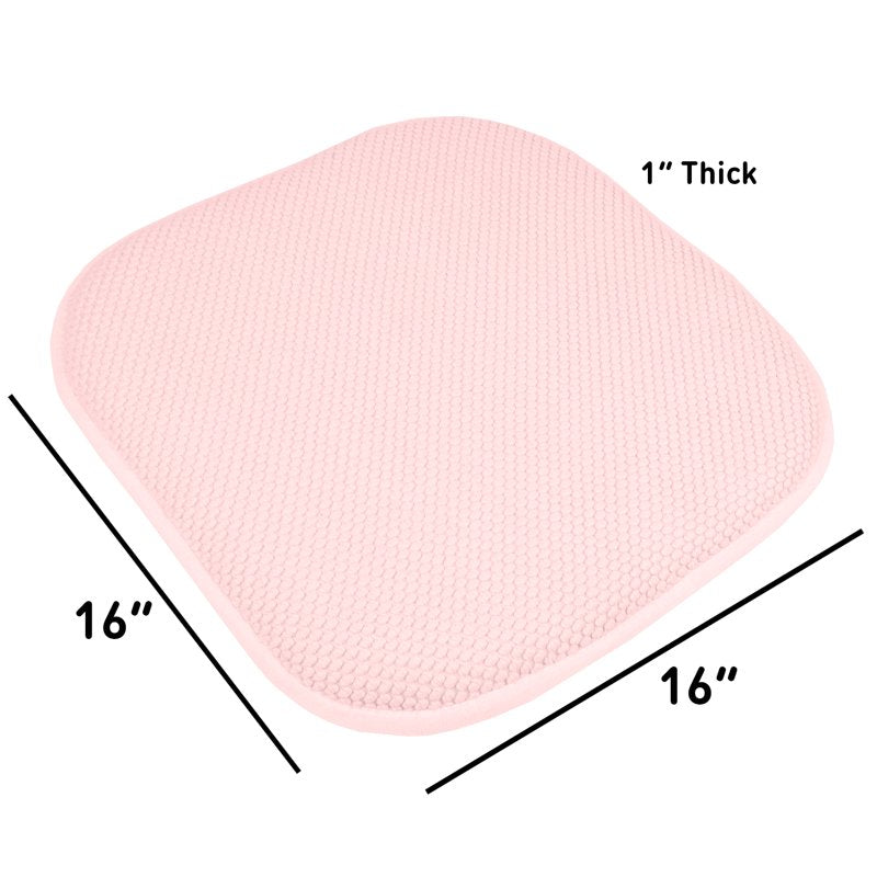 Memory Foam Chair Pad 16" x 16" - Non-Slip, Pink - 4 Pack