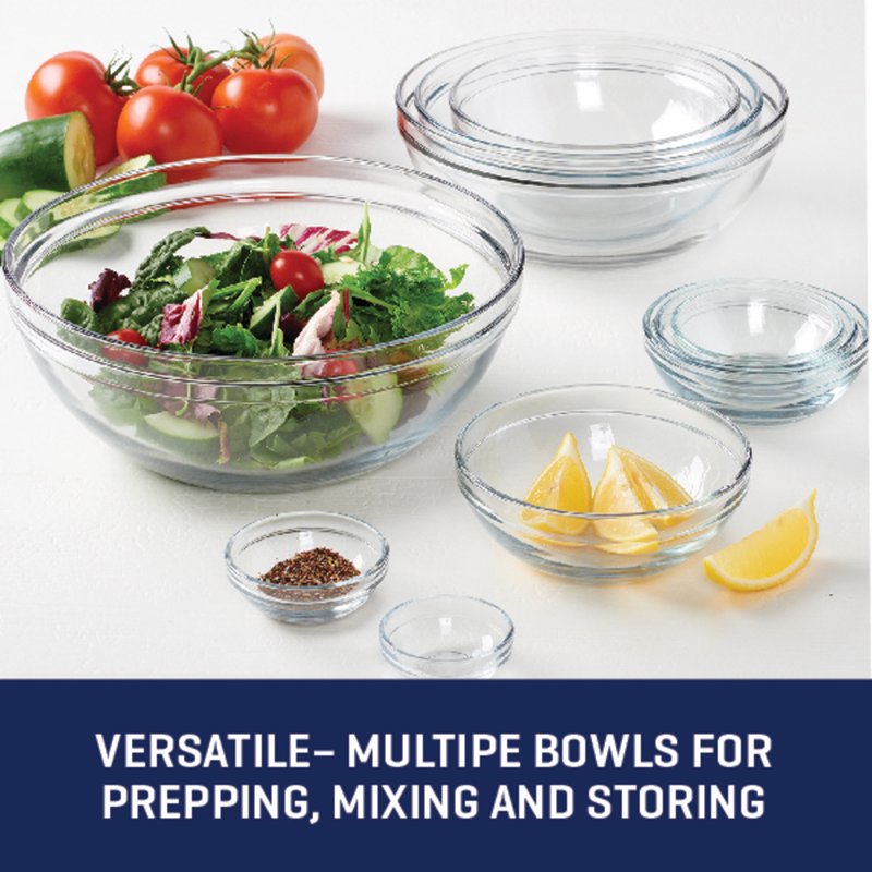Versatile Glass Mixing Bowls Set - 10 Piece with Nesting Design