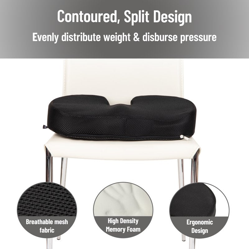 Memory Foam Seat Cushion with Air-Cloud Technology - Black