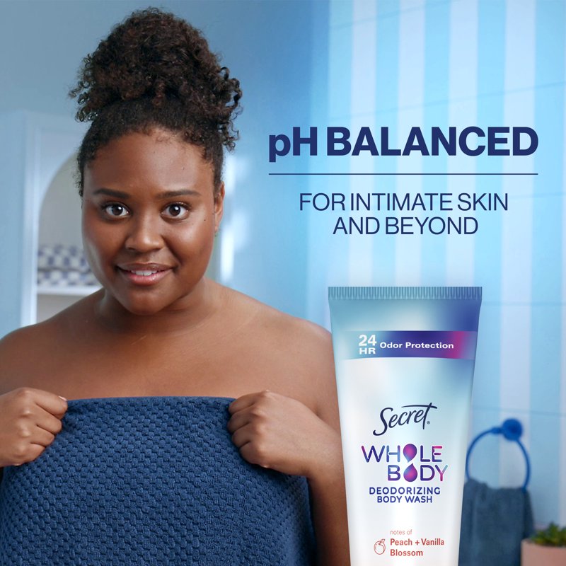 Feminine Wash Deodorizing Body Wash for Women - 24 HR Protection, Peach & Vanilla, 7oz