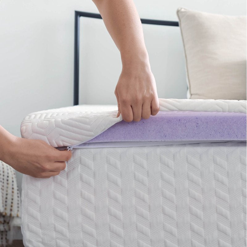 Lucid Lavender 2-Inch Memory Foam Gel Mattress Topper Twin XL - Plush Comfort