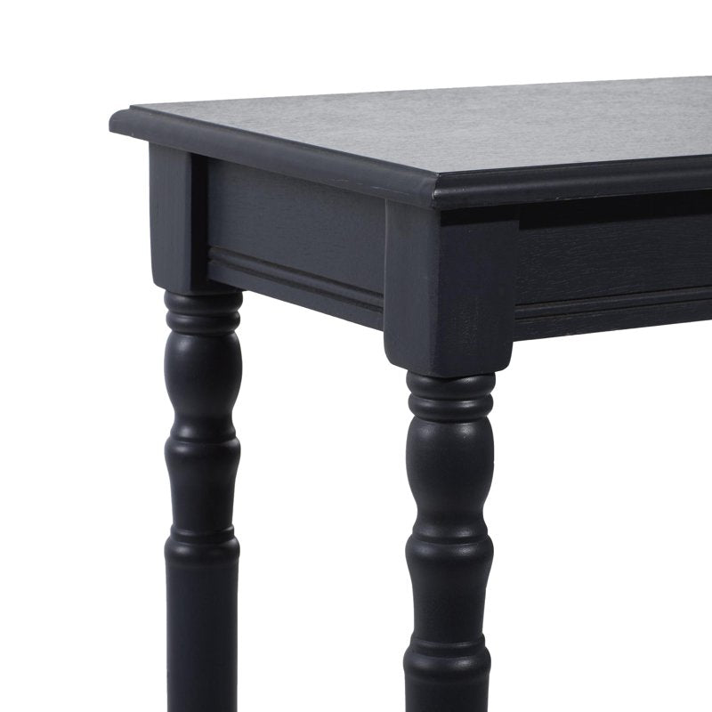32" Black Wood Slim Console Table with Turned Legs