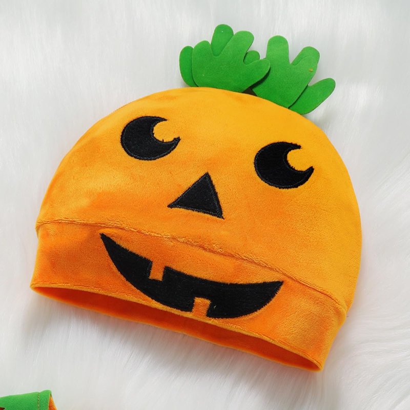 Baby Pumpkin Halloween Costume Set with Jumpsuit Hat and Shoes - Variation #02 (6-12 Months)