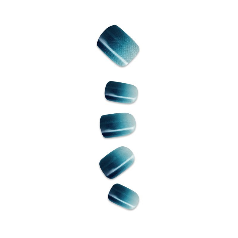 Impress Color Press On Nails - Velvet Breeze, Blue, Short Squoval, 30 Count