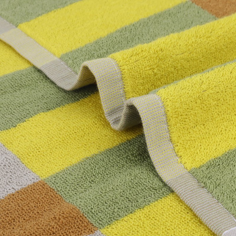 Checkered Cotton Hand Towels Set - Yellow Green 4-Piece Bathroom & Kitchen