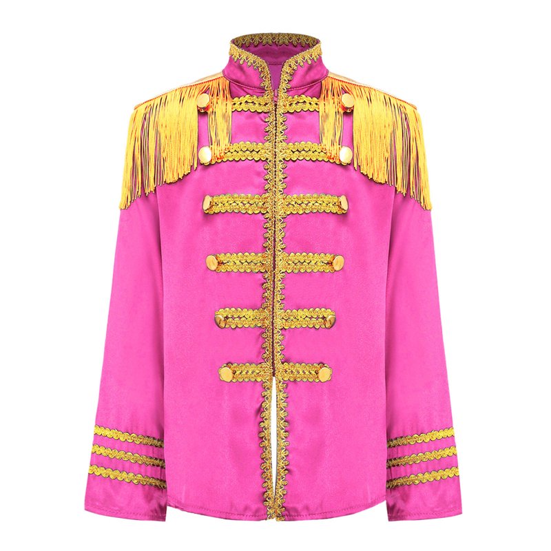 Kids Boys 1960s British Pop-Star Shirt Long Sleeve Zipper Jacket Pink Age 8 - Retro Rock Costume