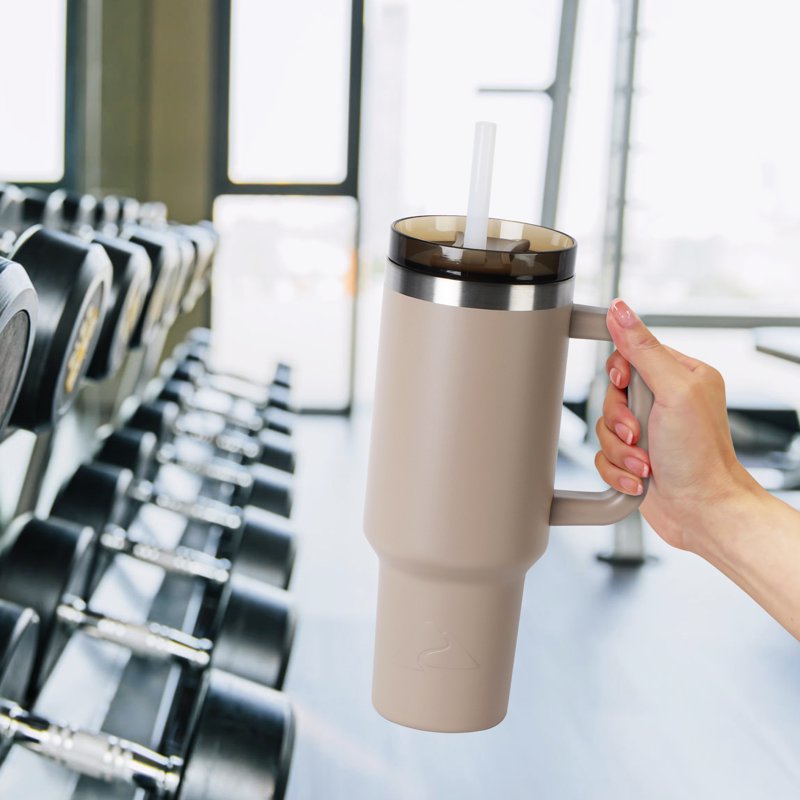 40 oz Stainless Steel Insulated Tumbler with Handle - Tan