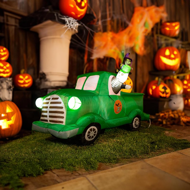 7.5Ft Inflatable Ghost Car with LED Lights Halloween Yard Decor - 1-Pack