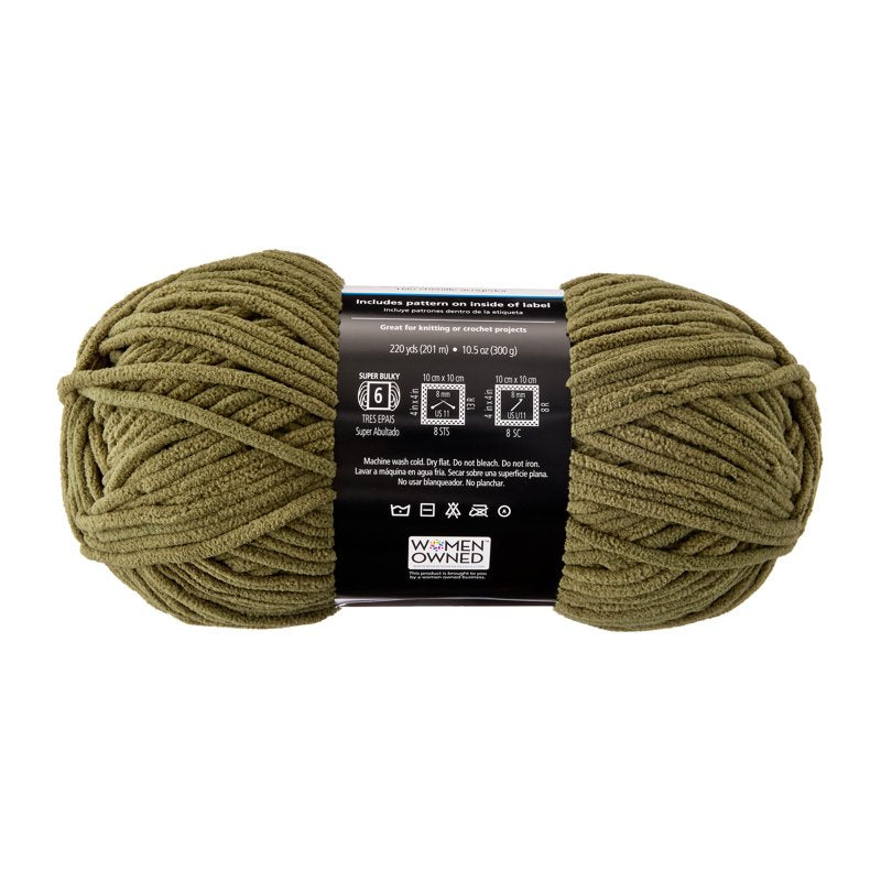 Mainstays Cozy Chenille Yarn - Winter Moss, 220 yd, Bulky, 100% Polyester - Single