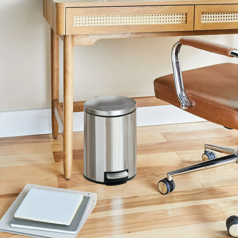 Stainless Steel Step Trash Can with Soft-Close Lid - 1.3 Gallon