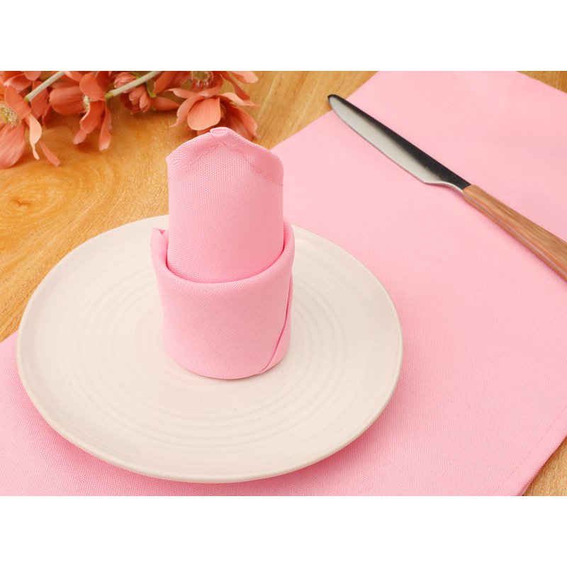 18x18 Inch Pink Polyester Cocktail Napkins - 6 Pack