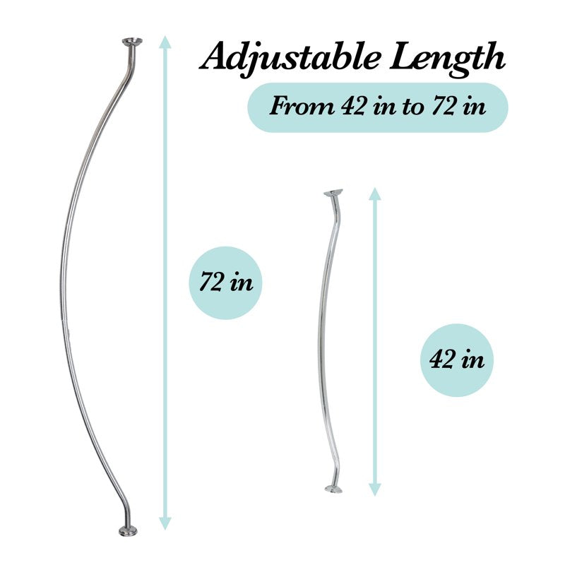 Adjustable Curved Shower Curtain Rod - Chrome Finish, 44 to 72 Inches