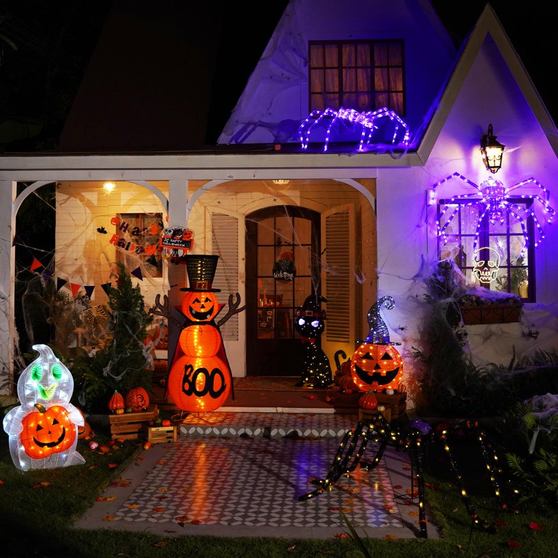 Black Cat Halloween Decor with Animated Infinity Eyes & Witch Hat - 3.5ft Light-Up Outdoor Yard Decoration