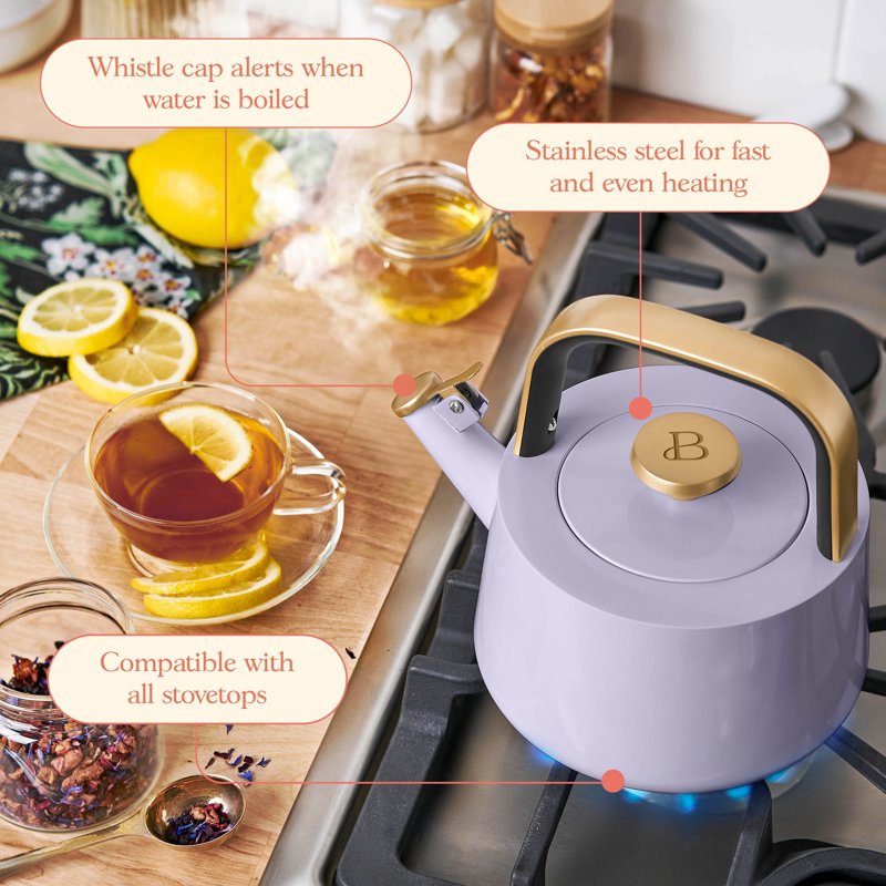 1.8L Ceramic Non-Stick Stovetop Tea Kettle - Lavender