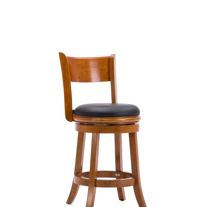 24-Inch High Swivel Wood Counter Stool - Fruitwood Finish