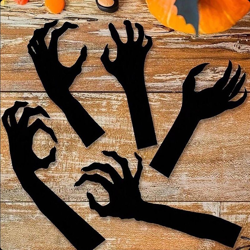 Halloween Metal Ghost Hand Yard Stakes - Black Ground Insert Ornaments - Variation Q#1