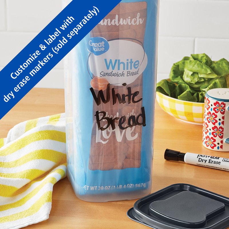 Plastic Bread Bin - 4 Pack Bread Storage Keeper with Lid