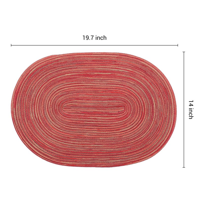 Oval Placemats for Dining Table - 19.7" x 14", Red - 6 Pack