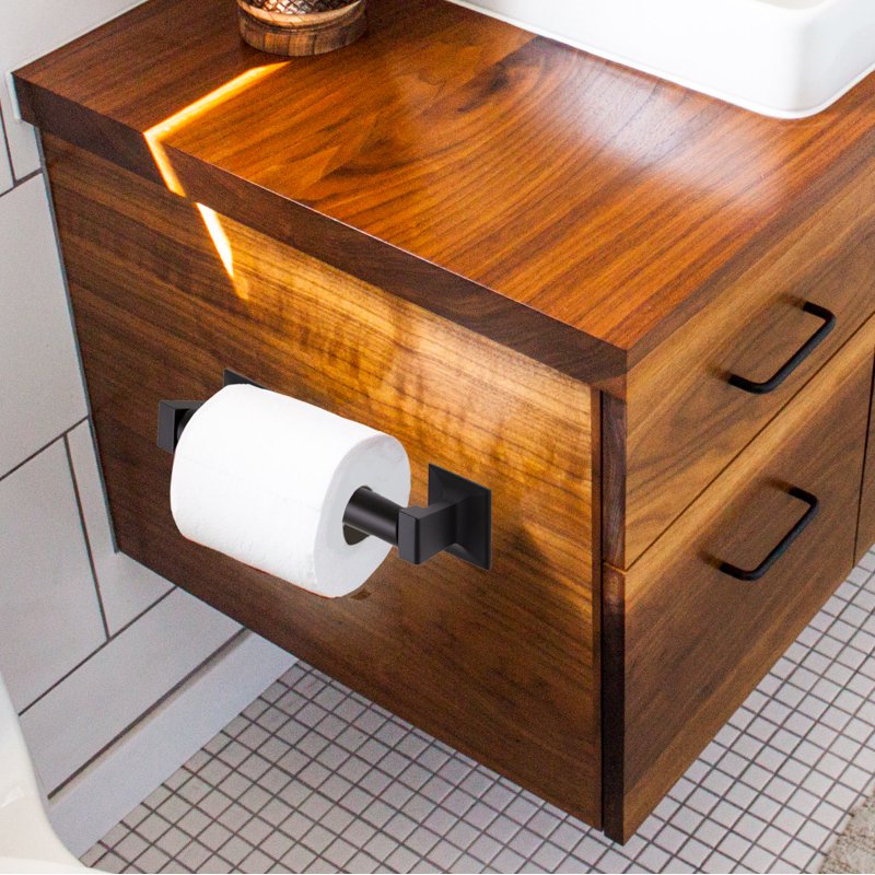 Design House Millbridge Wall Mount Metal Toilet Paper Holder - Matte Black