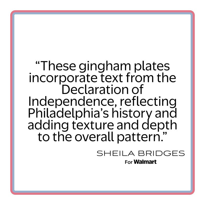 9-Inch Melamine Salad Plates Set - Multicolor Gingham Design