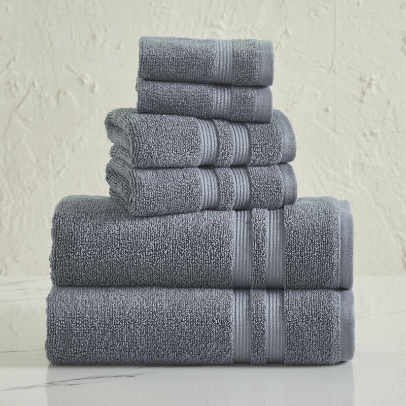 Mainstays Performance 6-Piece Bath Towel Set - Quick Dry, Grey