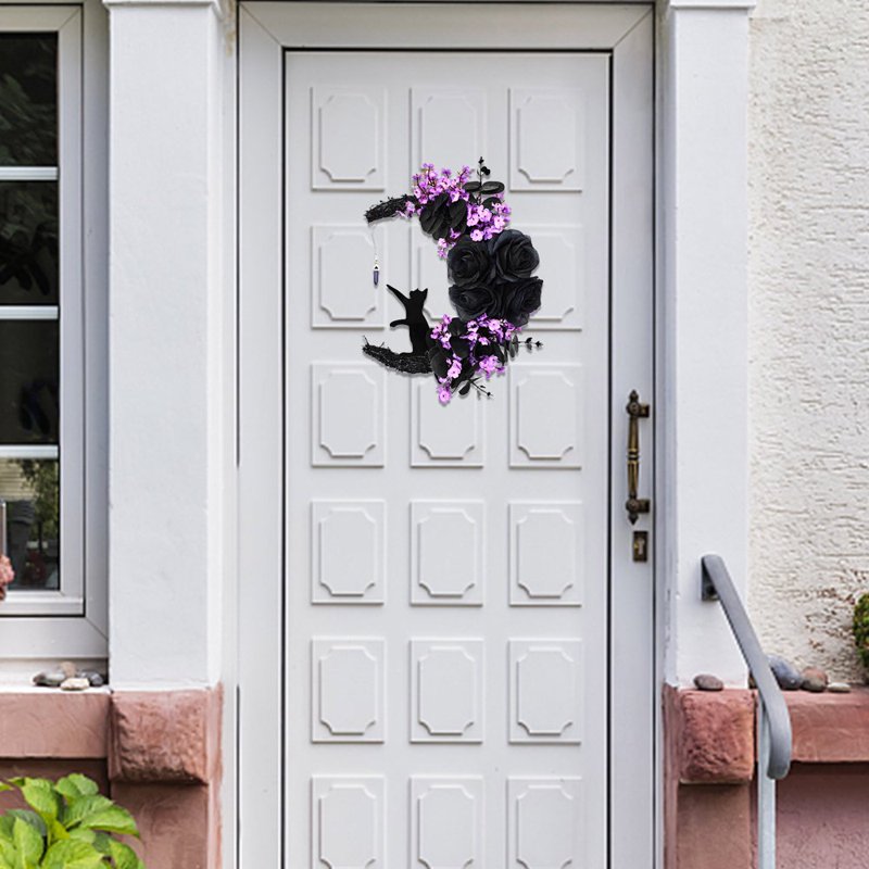 Halloween Witch Wreath for Front Door - Festive Fall Decor, Durable & Easy to Hang