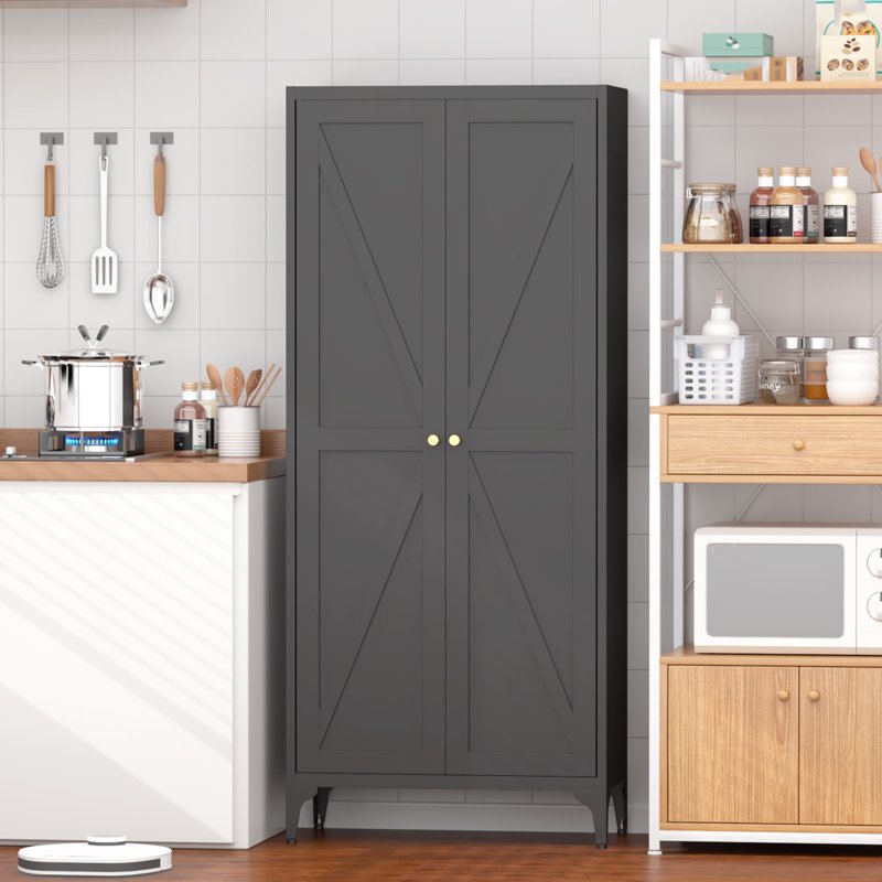 65" Tall Metal Storage Cabinet with Adjustable Shelves - Black