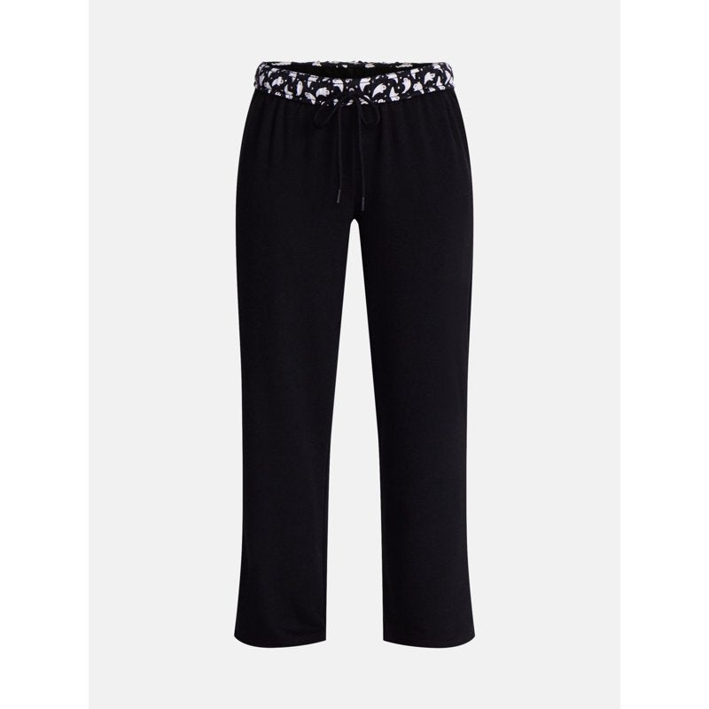 Women's Halloween Printed Lounge Pants with Foldover Waistband - Black Soot XS