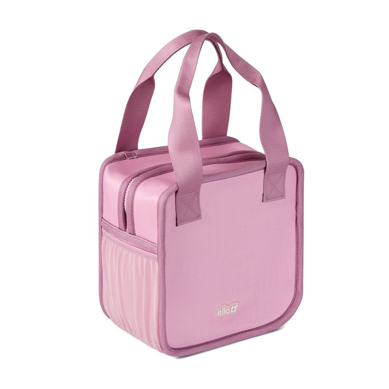 Insulated Neoprene Lunch Tote with Zipper - Solid Pink