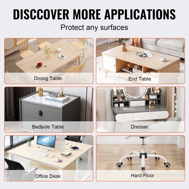 Clear Table Cover Protector - 18" x 36" Waterproof PVC