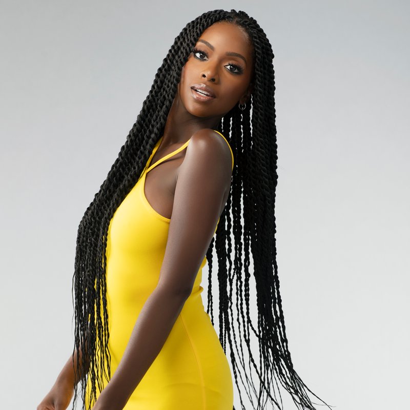 52-Inch Pre-Stretched Braiding Hair Extensions, 3-Pack, Black
