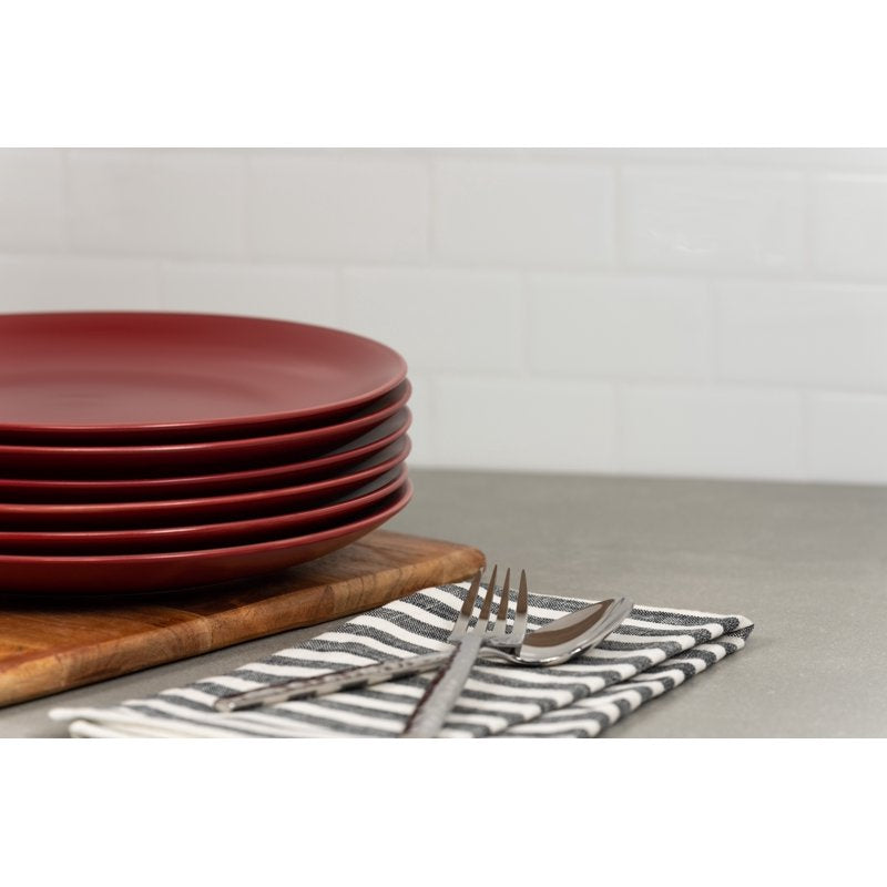 Coupe Stoneware Dinner Plate Set - 10.5 inch, Red - Set of 6