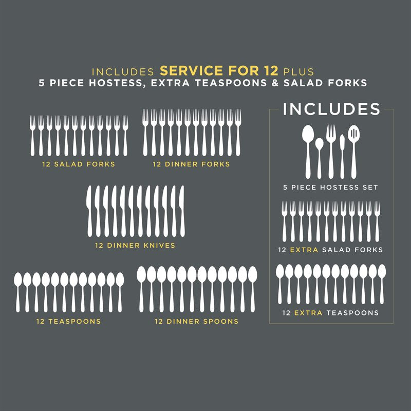 89-Piece Stainless Steel Flatware Set - Service for 12