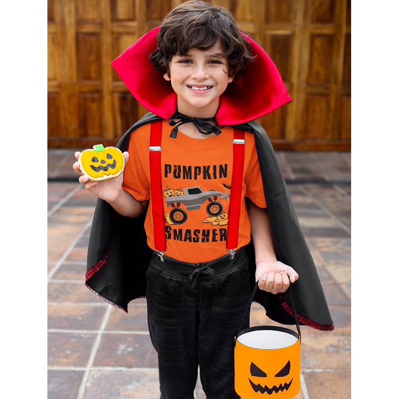Toddler Halloween T-Shirt - Pumpkin Smasher Design, Orange, 5T