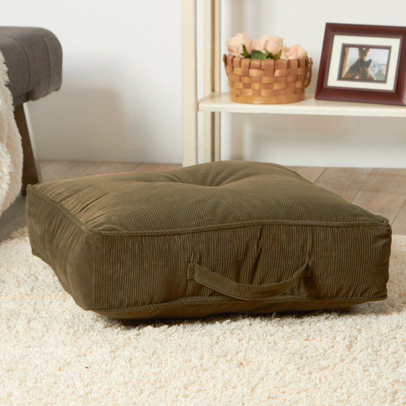 Sage Green Square Floor Pillow 21 Inch Microfiber Cushion by Greendale Home Fashions